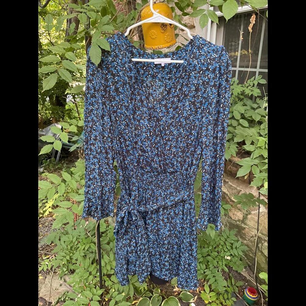 Parker Silk Blend Ditsy Floral Deep V Dress Size Large